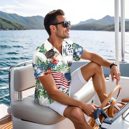 HOT250Th Anniversary USA Hawaiian Shirt for Men, 1776-2026 Patriotic Short Sleeve Shirt, Independence Day Gifts