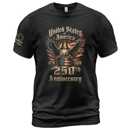 HOT250th Anniversary USA Shirt, 1776-2026 Graphic Shirts for Men | Graphic T-shirt featuring 1776-2026 inspired artwork, suitable for holidays, gatherings, casual wear, and everyday outfits