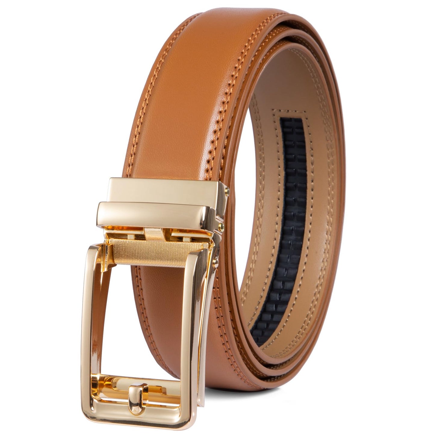 HOTFounders & C Men's Leather Ratchet Comfort Click Belt Dress with Slide Buckle -Adjustable Trim to Fit