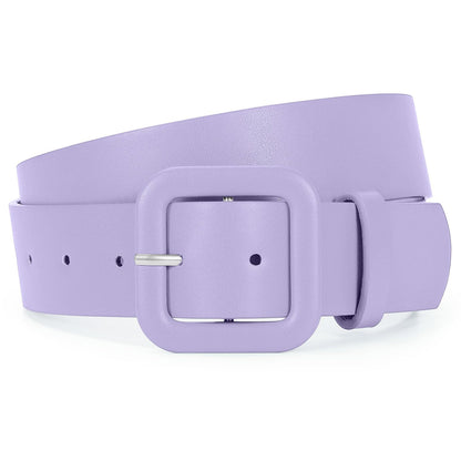 HOTWHIPPY Women Leather Belt Candy Color Fashion Square Buckle Belt Ladies Belt for Jeans Pants Dresses