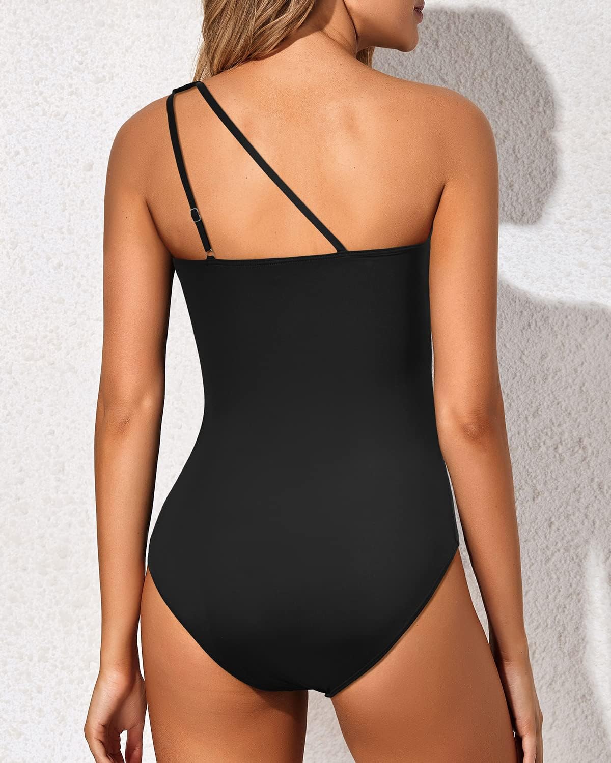 HOTWomen's One Shoulder One Piece Tummy Control Swimsuit Full Coverage | Keyhole Design, Full Coverage Fit, Modest Style, Ruched Waist, Adjustable Shoulder Strap, Removable Soft Cups