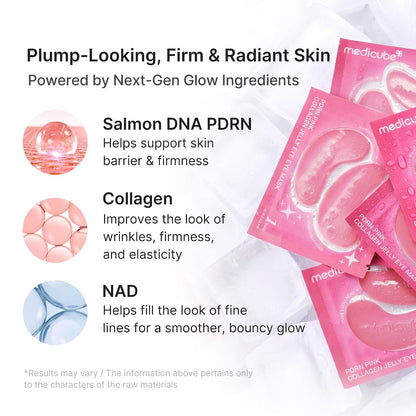 HOTmedicube Jelly Eye Mask PDRN Pink Collagen | Hydrogel Eye Patches with PDRN, Collagen, NAD | Refreshing for Puffy, Tired Eyes | Firming for Look of Wrinkles, Fine Lines | Korean Skincare (28 Pairs)