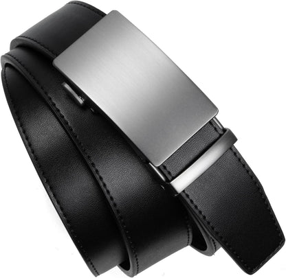 HOTFounders & C Men's Ratchet Belt 1 3/8",Leather Dress Belt Adjustable with Click Sliding Buckle Trim to Exact Fit