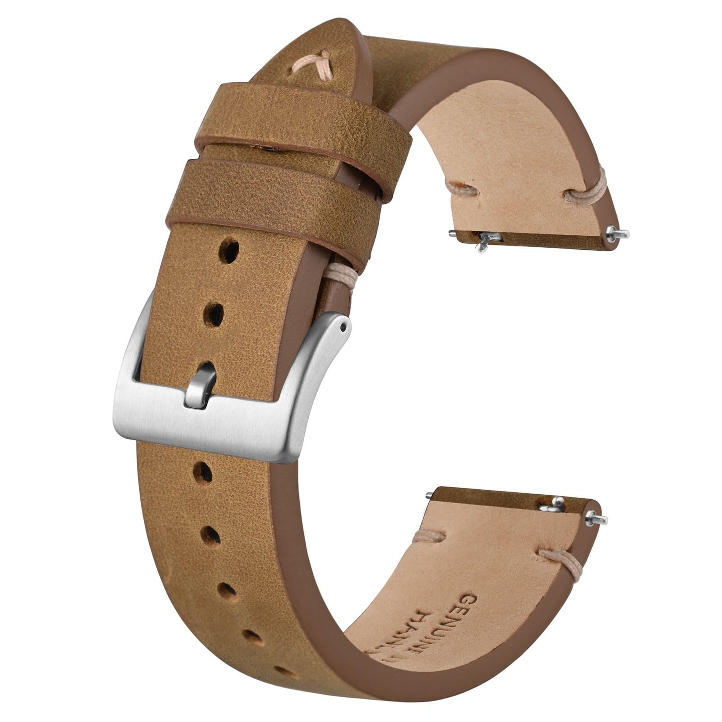 HOTBISONSTRAP Distressed Leather Watch Strap, Watch Replacement Bands for Men, Quick Release Spring Bars, Band Width 18mm 19mm 20mm 22mm 24mm