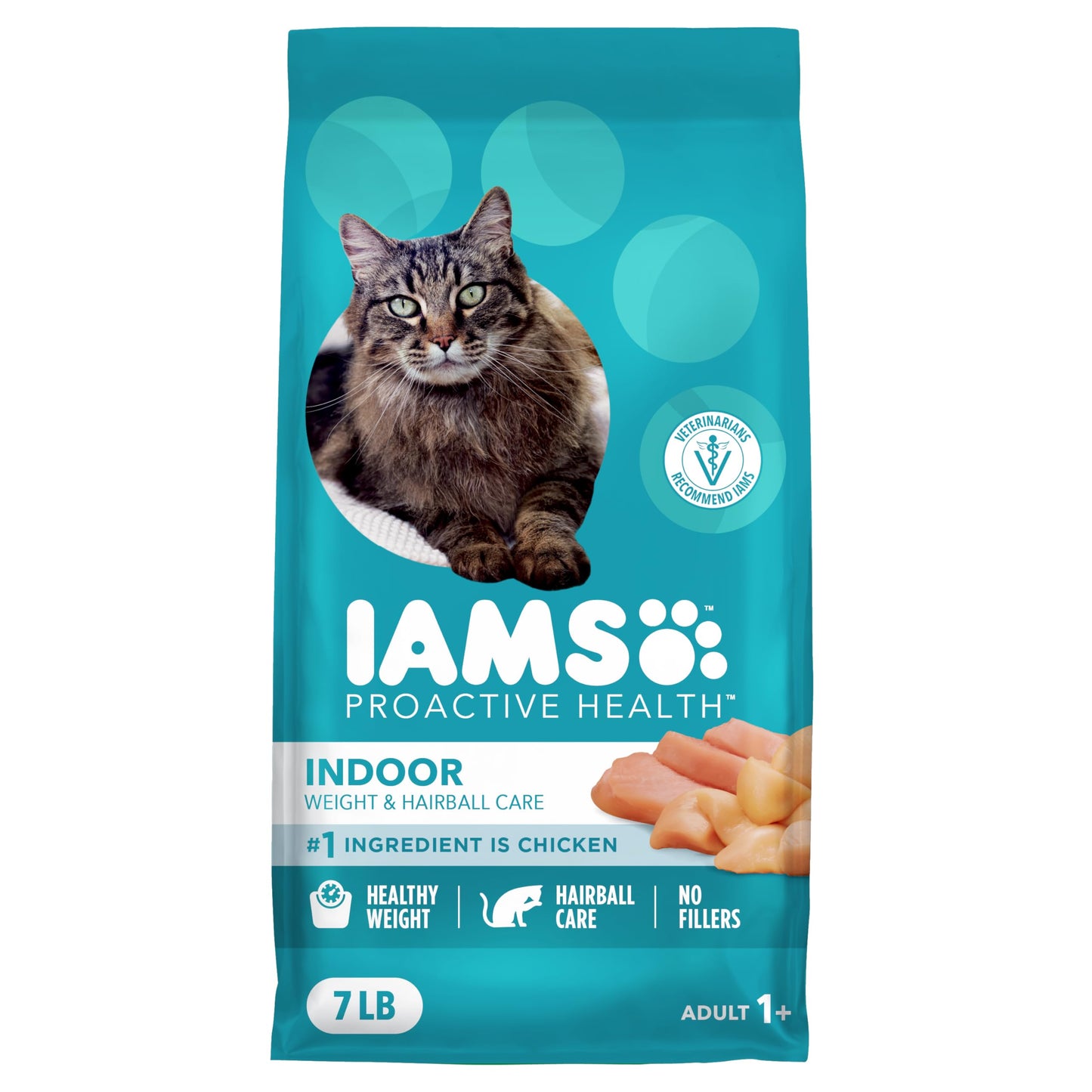 HOTIAMS Proactive Health Indoor Dry Cat Food, Chicken & Turkey, 7 lb | Vet-recommended, Real Chicken #1 Ingredient, Proprietary Fiber Blend, Prebiotics for Healthy Digestion, Hairball Control