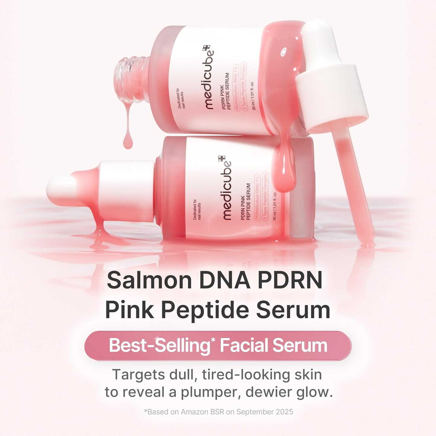 HOTmedicube PDRN Pink Peptide Serum with Salmon DNA | Pink Glow Serum with Peptides & Niacinamide for Hydration & Firm-Looking Skin | Uneven Tone Care | Korean Skincare, 1.01 fl. Oz