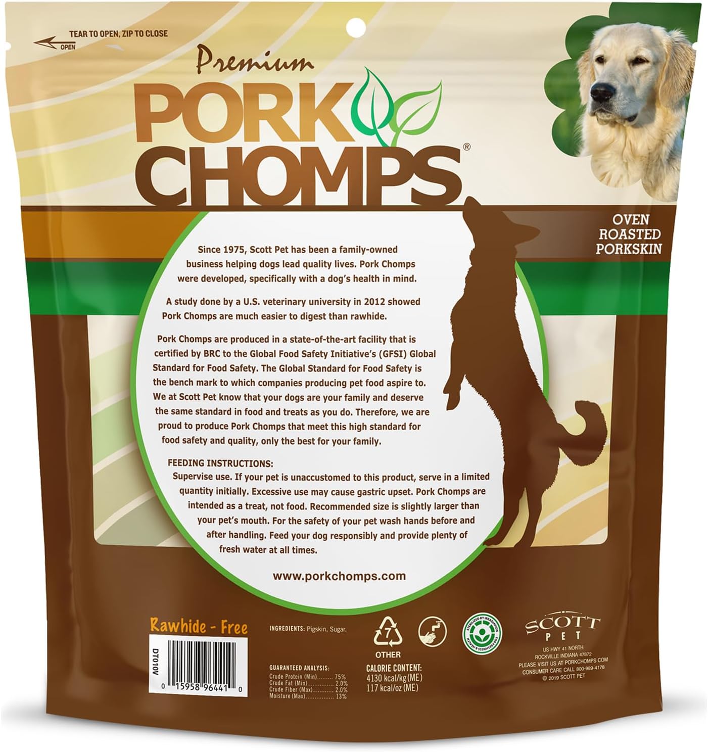 HOTPork Chomps Roasted Pork Skin Dog Chews, 6 Inch Twists, 15 Count - Long-Lasting Treats for Dogs - High Protein, Rawhide-Free, Low Fat, Healthy & Delicious Chews