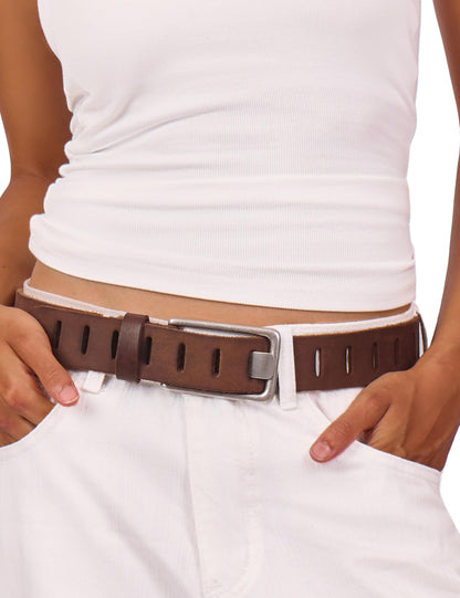 HOTWomens Genuine Leather Belt for Jeans Pants Width 1.57" Western Cowgirl Wide Belts for Ladies with Gift Box