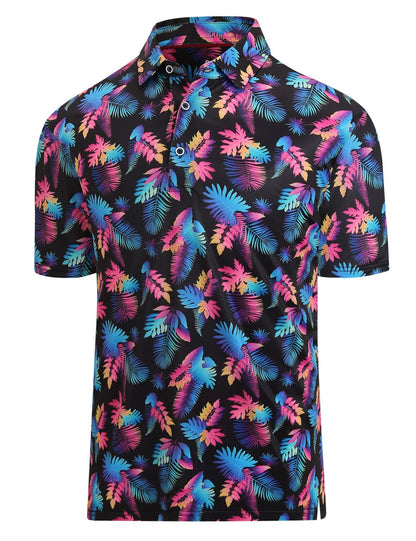 HOTHodaweisolp Golf Shirts for Men Dry Fit Print Moisture Wicking Performance Short Sleeve Polo Shirt