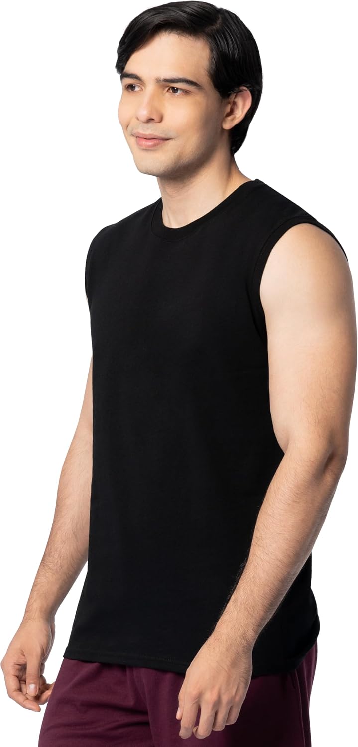 HOTFruit of the Loom Men's Eversoft Cotton Sleeveless T Shirts, Breathable & Moisture Wicking with Odor Control, Sizes S-4X