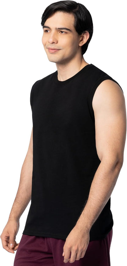 HOTFruit of the Loom Men's Eversoft Cotton Sleeveless T Shirts, Breathable & Moisture Wicking with Odor Control, Sizes S-4X