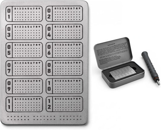 HOTTitanium Crypto Seed Phrase Plate, TC4 Backup, BIP39 12/24 | TC4 titanium alloy, One-piece plate, BIP39 compatible, 12 & 24 words, Tungsten punch, Metal storage case