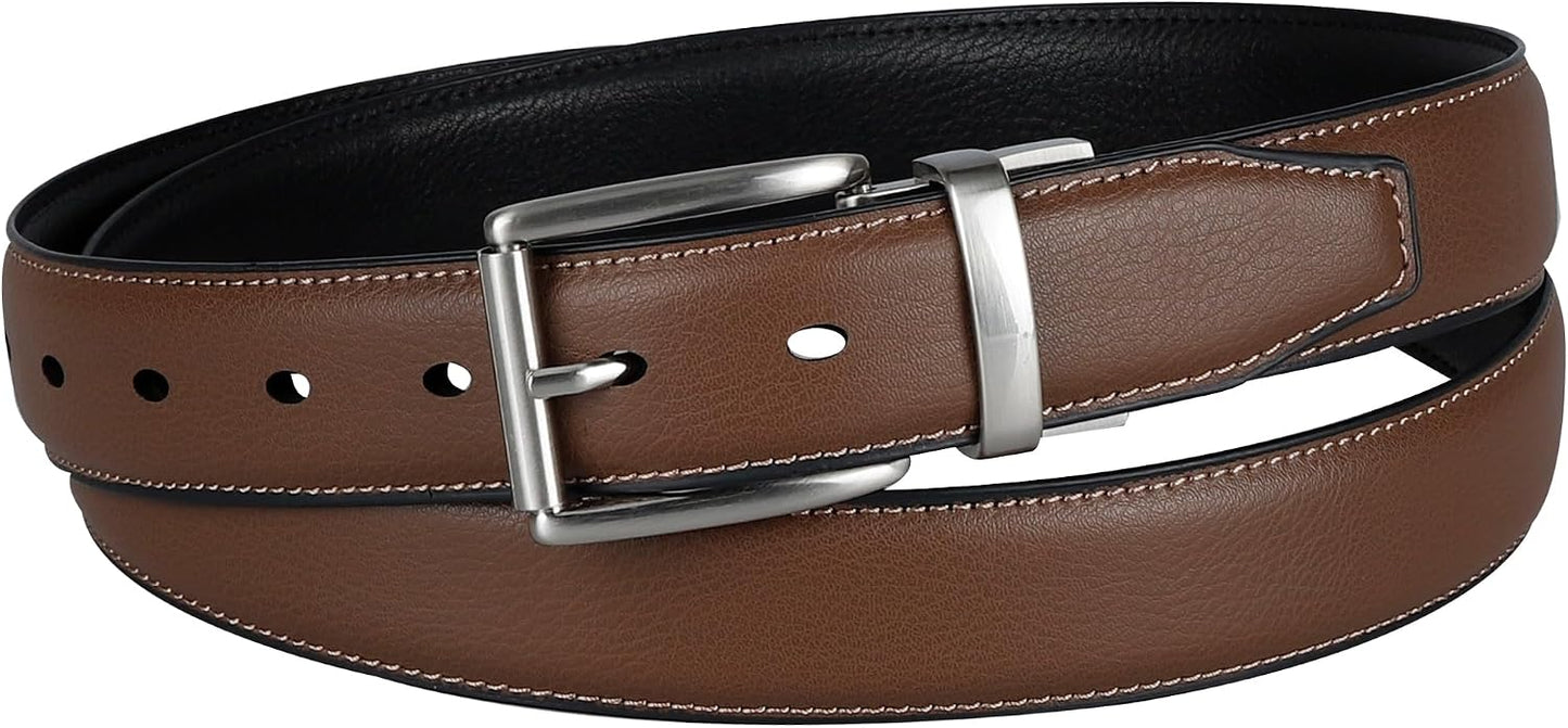HOTDOCKERS Men's Two-in-one Reversible Rotative Buckle Everyday Casual Dress Belt (Regular and Big & Tall Sizing)
