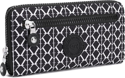 HOTNEICOA Zip Around Wallets for Women Small Nylon Wallet Slim Long Clutch Purse with Multiple Card Slots,Travel & Gift Use