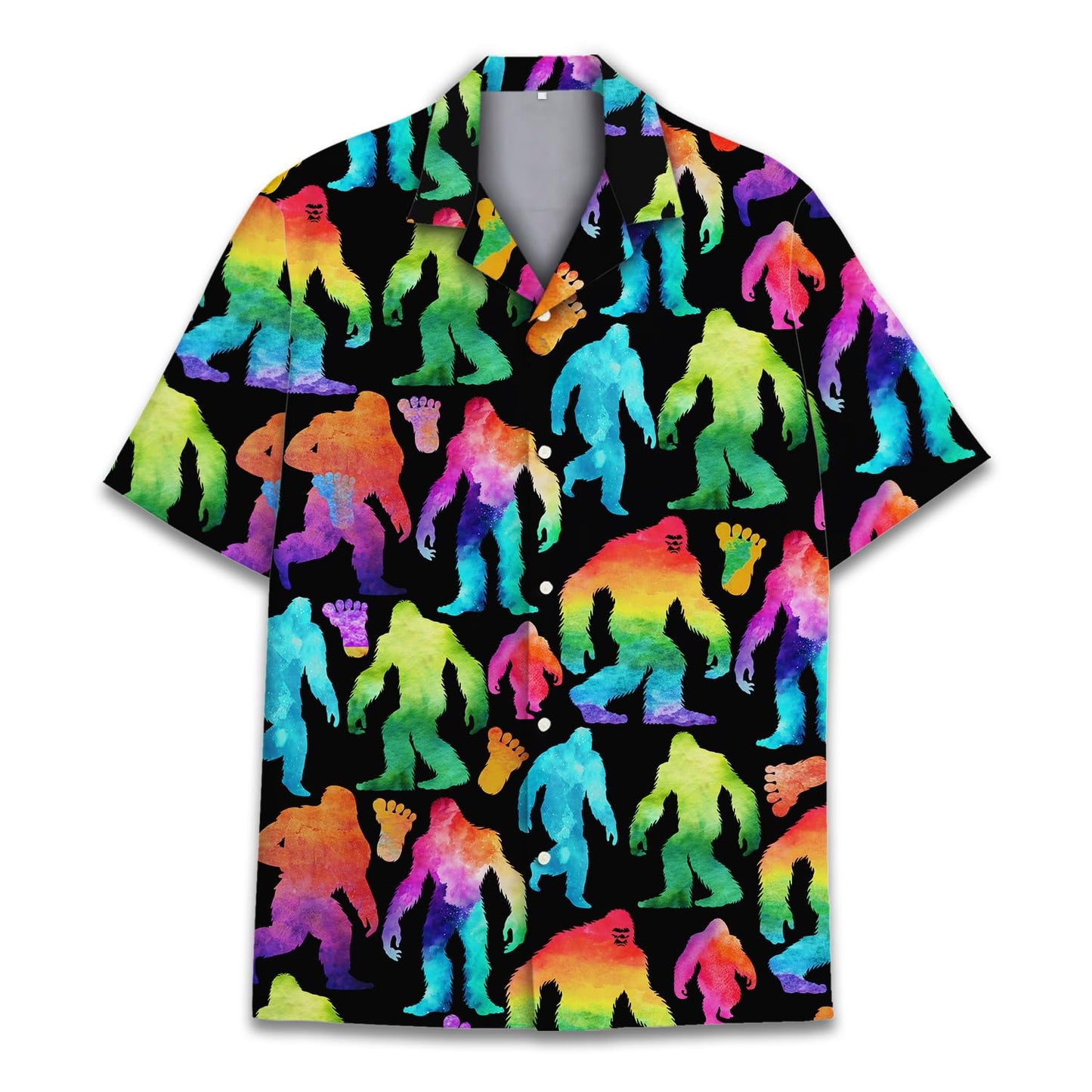 HOTTropical Bigfoot Hawaiian Shirts for Men Women, Sasquatch Summer Beach Button Down Short Sleeve