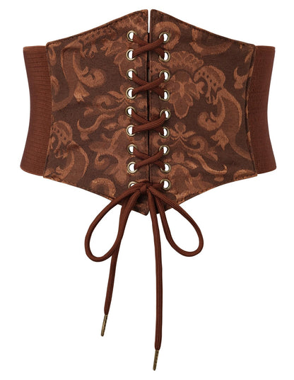 HOTScarlet Darkness Renaissance Corset Belt Lace-up Tied Waspie Wide Elastic Waist Belts for Women