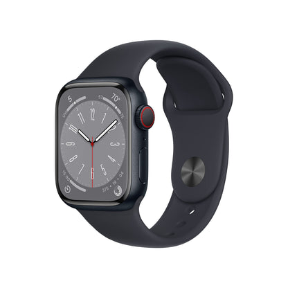 HOTApple Watch Series 8 (GPS + Cellular, 41mm) - Silver Stainless Steel Case with White Sport Band M/L (Renewed)