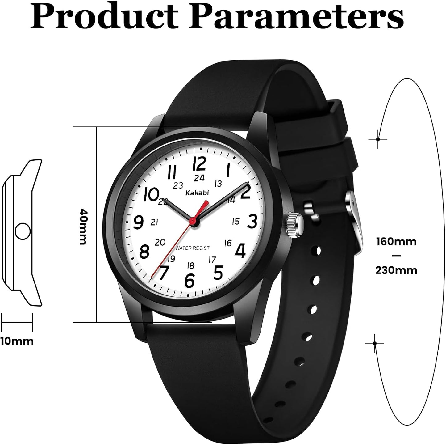 HOTWatches for Mens Womens Unisex Easy to Read Analog Quartz Wristwatch Silicone Strap Military 24 Hour Time Casual Comfortable 30M Waterproof