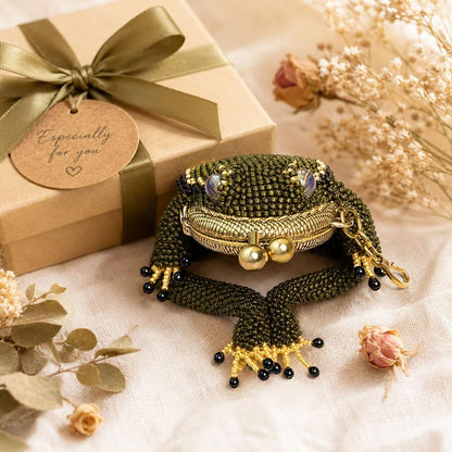 HOTCharming Frog Coin Purse, Kiss Lock Keychain Pouch, Cute Mini Bag Charm for Coins Earbuds Rings, Unique Daily Carry Accessory Gifts for Women，2 PCS