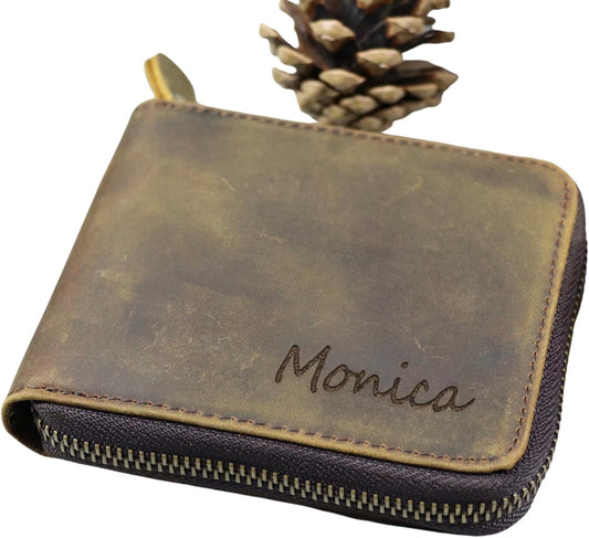 HOTLeather Zipper Wallet, Small Leather Wallet, Unisex Minimalist wallet, personalized Leather Wallet, Anniversary Gift, Credit Card Case, Coin Purse