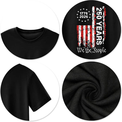 HOT250th Anniversary USA Shirts for Men American Flag T-Shirt 4th of July Shirt 250 Years Birthday Patriotic Tops
