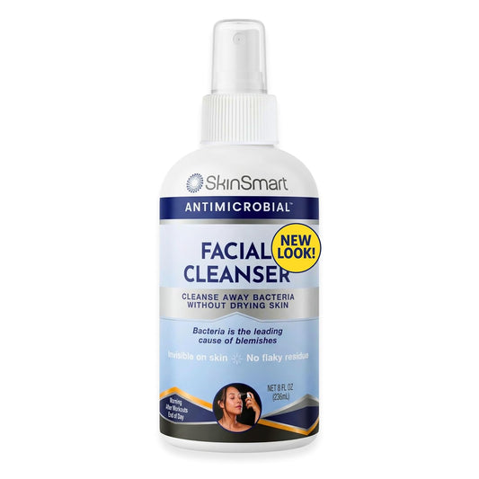 HOTSkinSmart Antimicrobial Facial Cleanser for Breakouts & Blemishes; Hypochlorous Acid Formula Targets Bacteria to Reduce Skin Irritation and Flush Pores Clean, 8 oz Spray, All Ages & All Skin Types