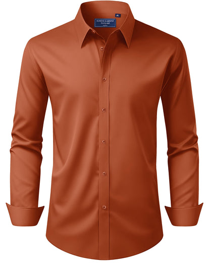 HOTAlimens & Gentle Men's Dress Shirt Regular Fit Stretch Stain Shield Long Sleeve Solid Business Wedding Button Down Shirts