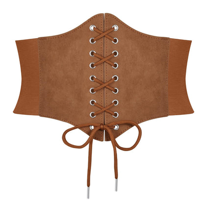 HOTJASGOOD Women’s Elastic Costume Waist Belt Lace-up Tied Waspie Corset Belts for Women