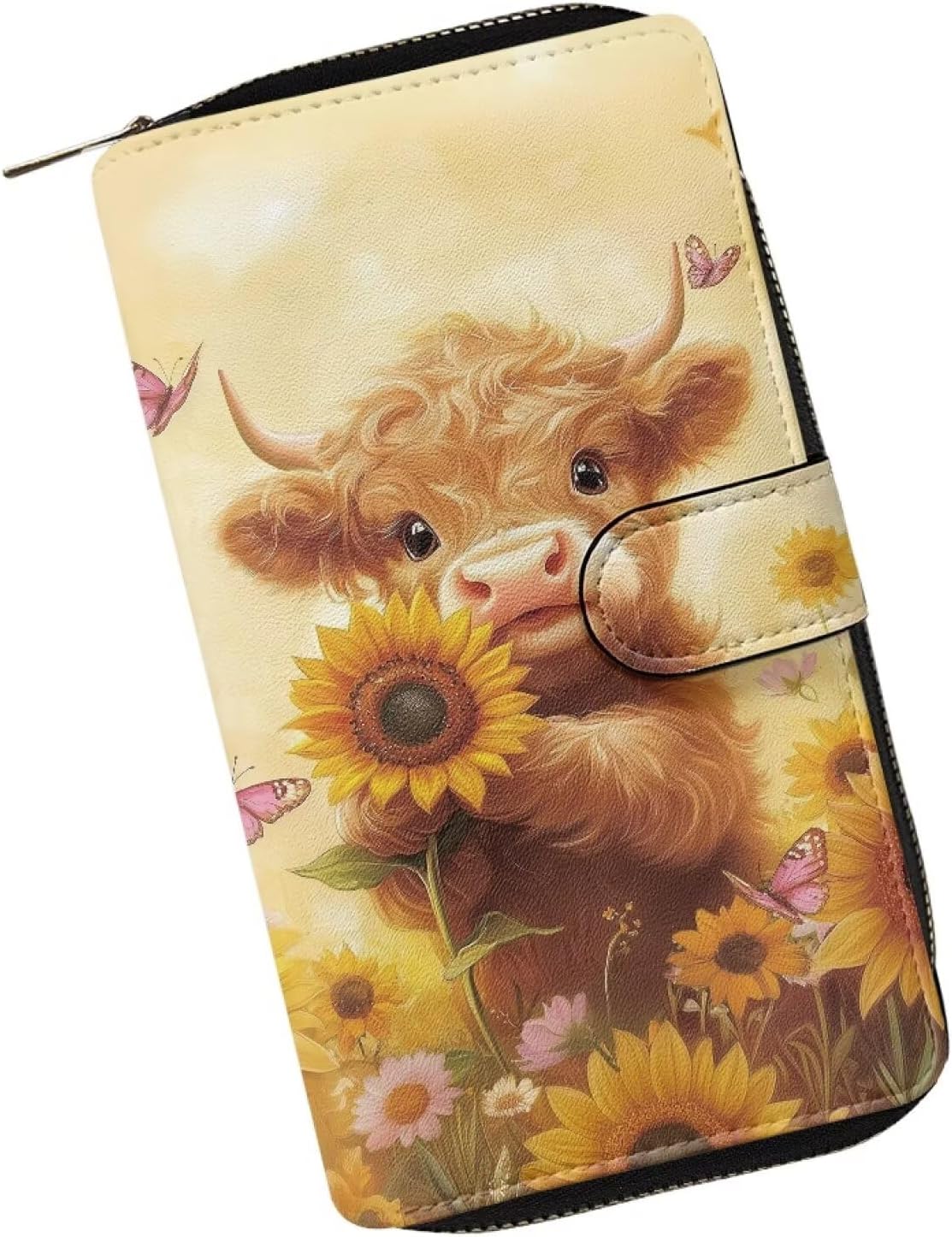 HOTCOEQINE Animal Wallet, Cute Chicken Long Leather Money Bag, Handbag With Zipper for Coin Phone, Travel Handbag for Party