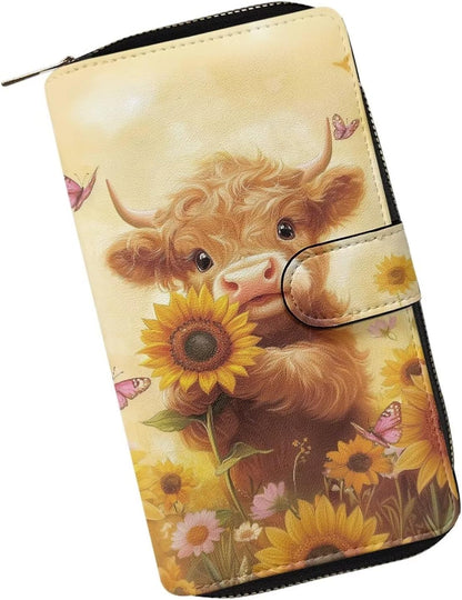 HOTCOEQINE Animal Wallet, Cute Chicken Long Leather Money Bag, Handbag With Zipper for Coin Phone, Travel Handbag for Party