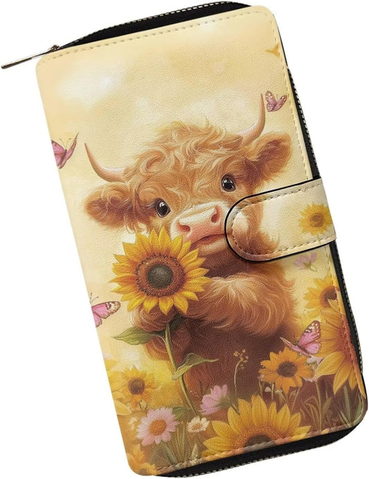 HOTCOEQINE Animal Wallet, Cute Chicken Long Leather Money Bag, Handbag With Zipper for Coin Phone, Travel Handbag for Party