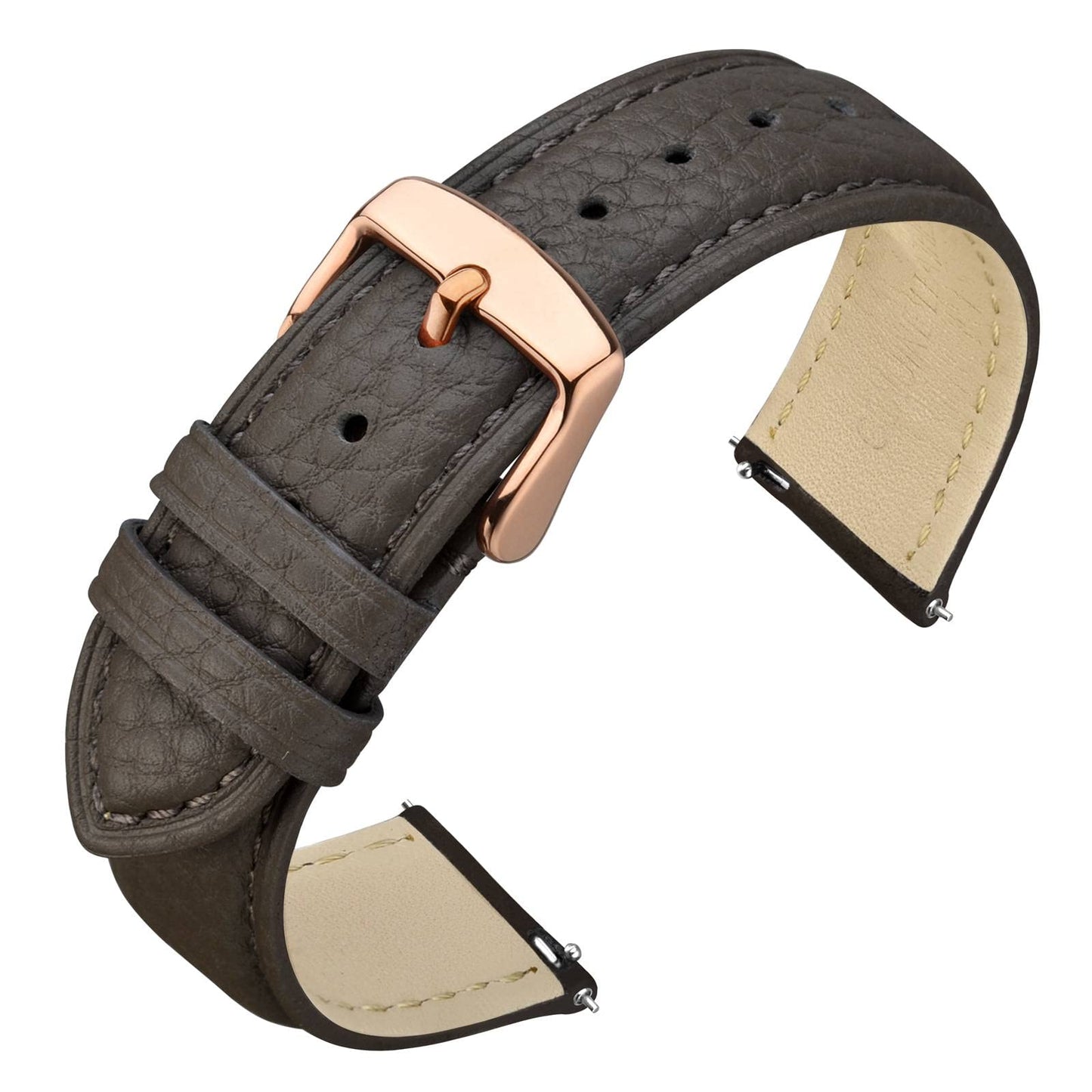 HOTANNEFIT Watch Band 18mm, Quick Release Textured Padded Leather Straps with Gold Buckle for Men and Women (Black)
