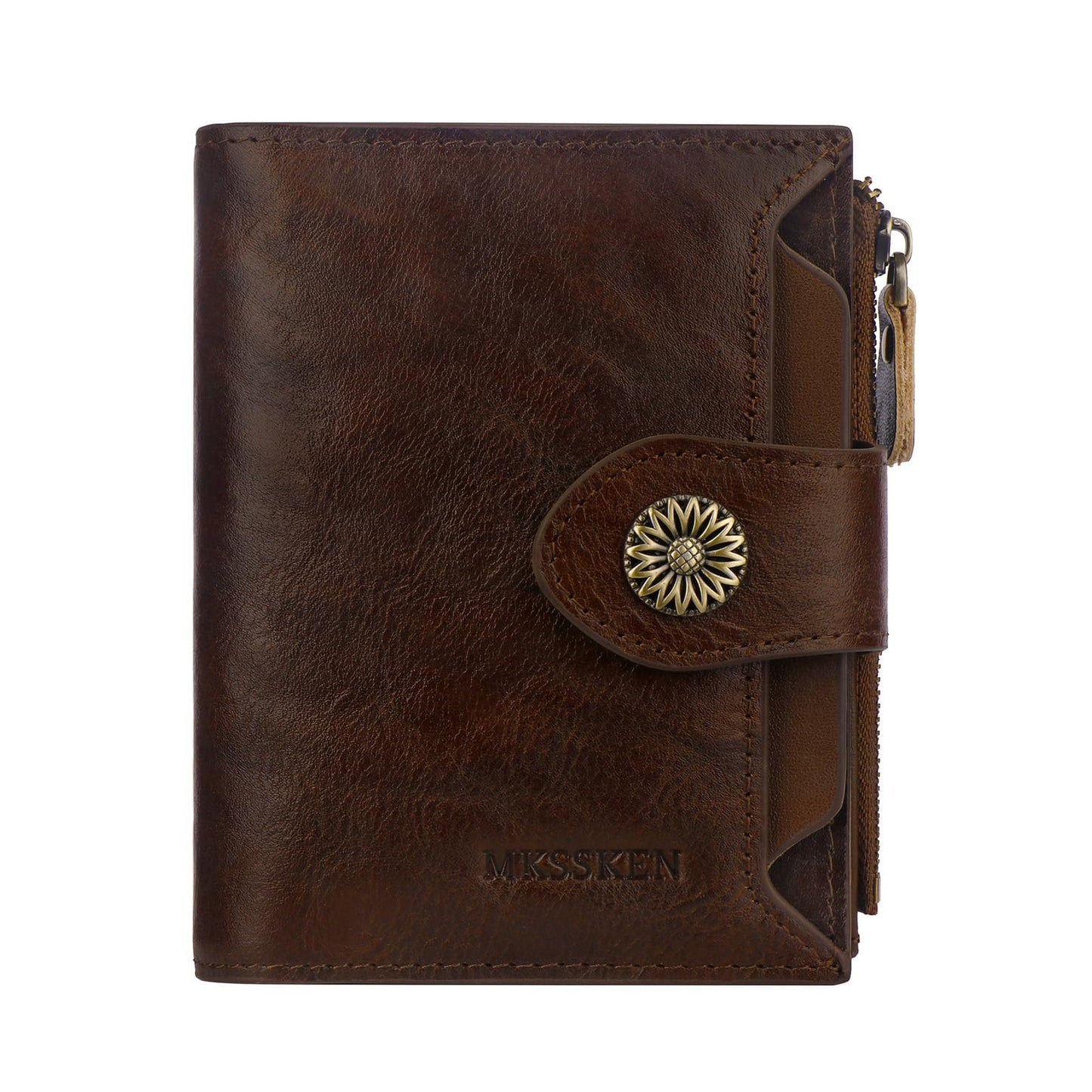 HOTRFID Wallet Women,Bifold Leather Womens Wallet,Compact Designer Carteras Para Mujer Card Holder with Removable ID Window(darkbrown)