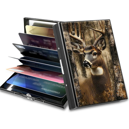 HOTCute Credit Card Holder with Zipper, Crow Skull RFID-Blocking Card Case Small Wallet for Women Men, Multi-slot Card Organizer Case Travel Accordion Wallet