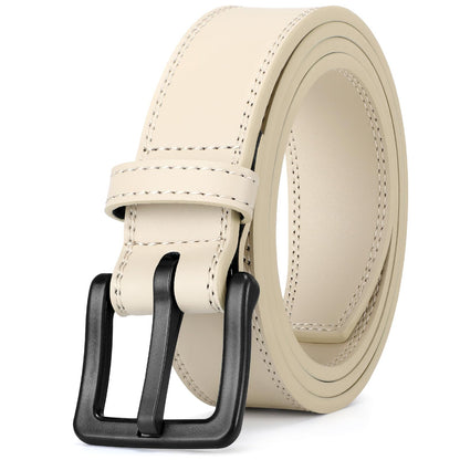 HOTXZQTIVE Men’s Metal Free Belt Hypoallergenic Leather Belts For Jeans Dress Nickle Free TSA Belt With Black Buckle