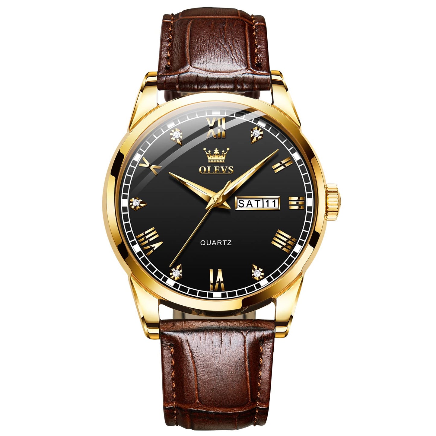 HOTOLEVS Men's Simple Watch with Day and Date, Stainless Steel Analog Quartz Watches for Men, Classic Luminous Hands Men's Dress Watches, Black/White/Blue Dial