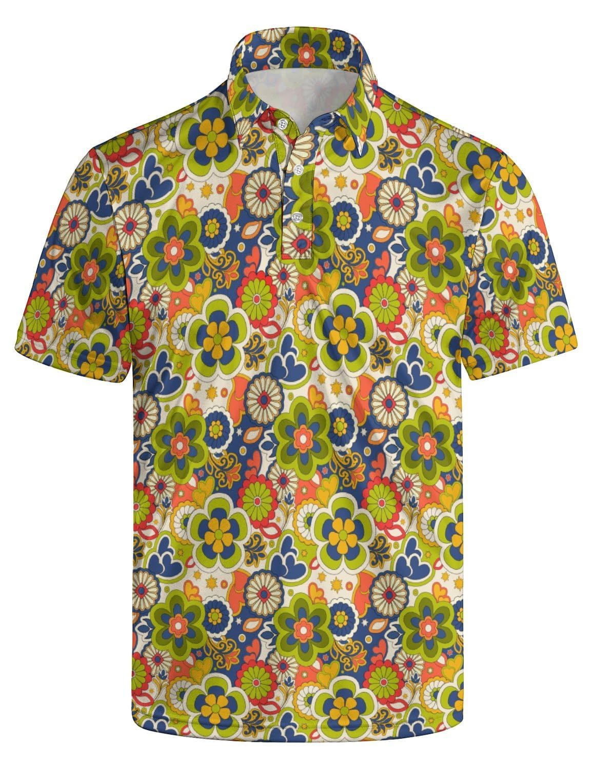 HOTGolf Polo Shirts for Men Funny Print Quick Dry Short Sleeve Performance Golf Shirts Moisture Wicking Polo Shirts