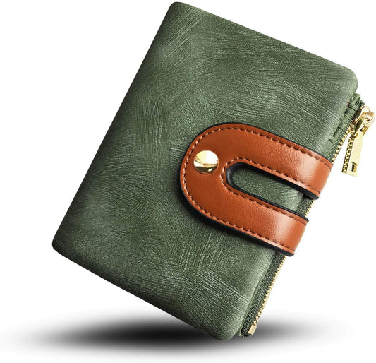 HOTYOTOO Womens Wallets Bifold Leather Small Wallets for Women Mini Rfid Thin(green)