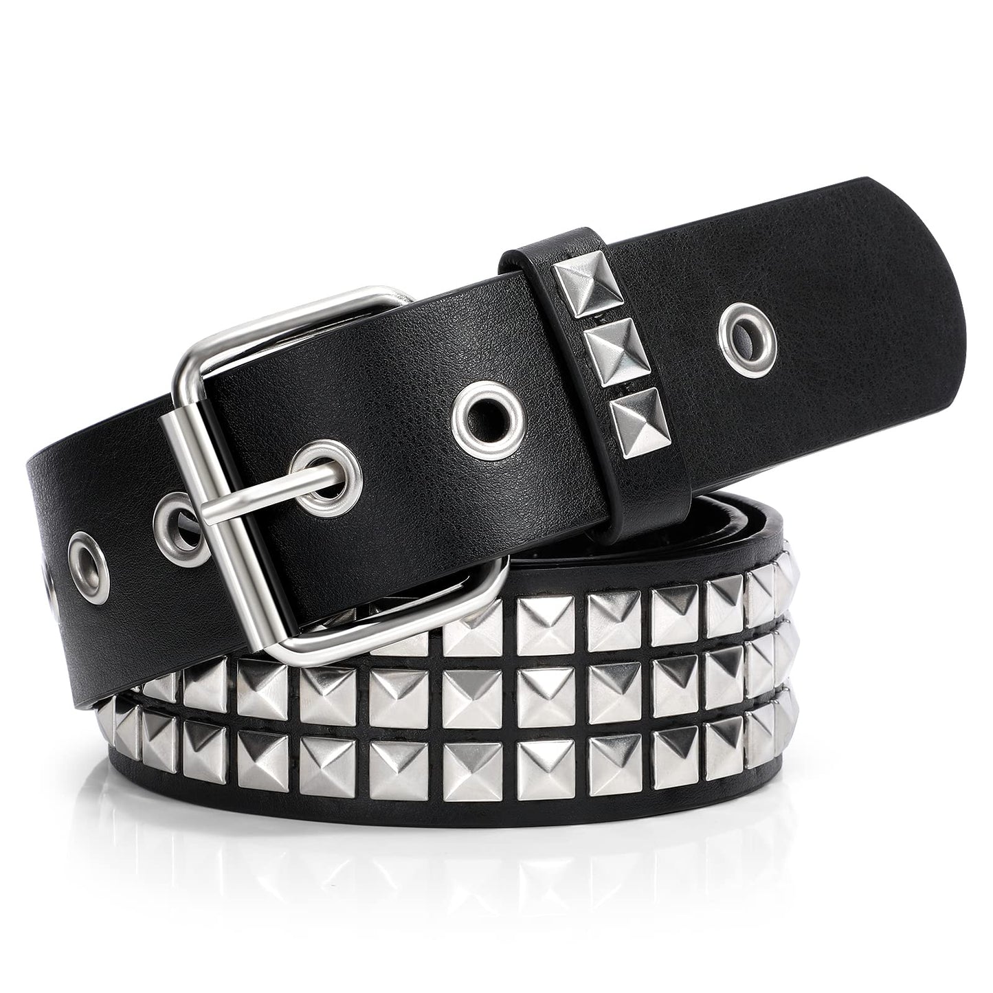 HOTXZQTIVE Studded Belt Metal Punk Rock Rivet Belts for Women/Men Punk Leather Belt Gothic Belt Accessories for Jeans Pants
