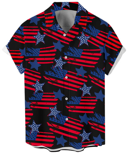 HOTWHO IN SHOP Men's 4th of July American Flag Patriotic Shirts Short Sleeve Button Up USA Memorial Day Shirts