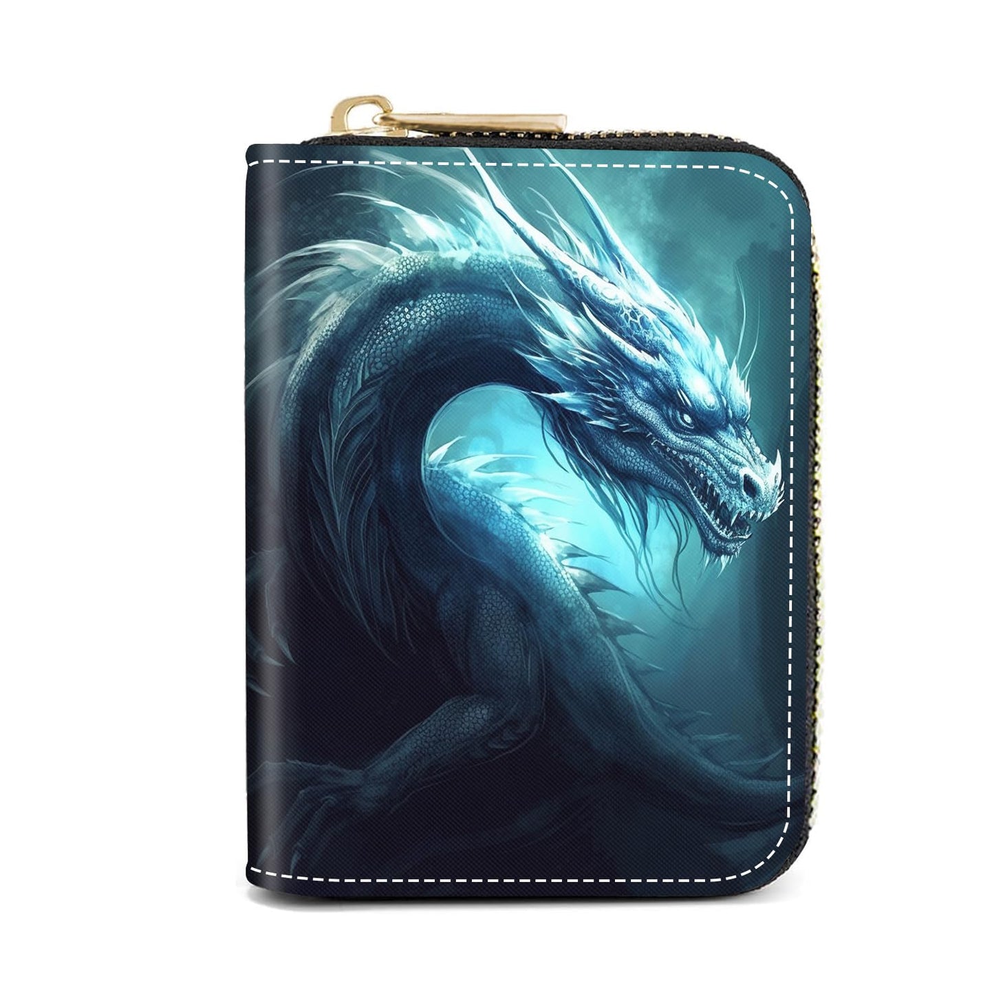 HOTCredit Card Holder Wallets for Women, Slim Leather Card Holder Wallet, Credit Card Wallet Organizer, Pocket Business Card Case with Zipper, Elephants and Flowers Under the Moon