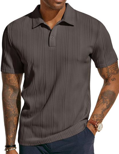 HOTPJ PAUL JONES Mens Polo Shirts Textured Knit Polo Stretchy Regular Fit Collared Golf Shirts