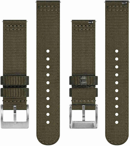 HOTBISONSTRAP Men’s Nylon Watch Bands, Two-Piece Military Watch Straps, Quick Release, Brushed Buckle, Band Width 18mm 19mm 20mm 22mm