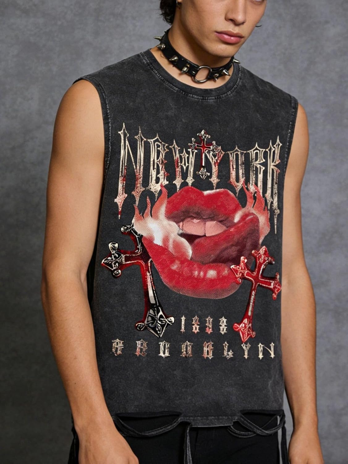 HOTVerdusa Men's Graphic Tees Y2k Grunge Hippie Tee Distressed Summer Shirt Sreetwear Sleeveless Tank Top