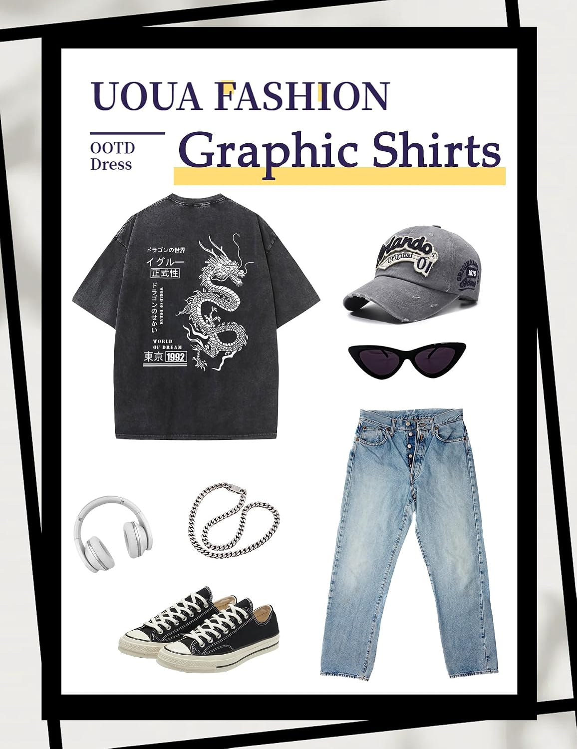 HOTUOUA Mens Graphic Tees Vintage Oversized T-Shirts Casual Acid Wash Cotton Streetwear (S-2XL)