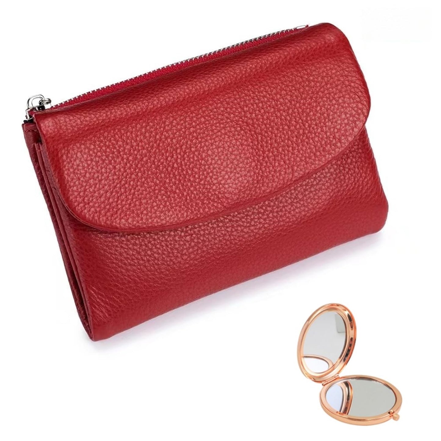 HOTUnisex Pebble Leather Wallet, Multicolor Genuine Leather Short Wallets for Women & Men, Small Full Grain Coin Purse with Credit Card Holder for Coins and Cards (#12)