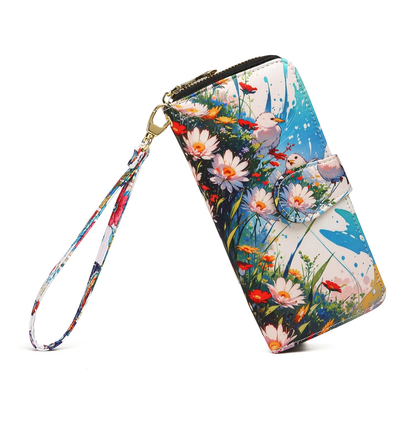 HOTWomen Wallet Card RFID For Womens Holder Blocking Credit Small Zipper Purse Pocket Bifold Slim Coin ID Ladies Wristlet Clutch Large Capacity Window Case Travel Zip Women's