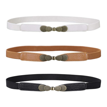 HOTJASGOOD Women Skinny Elastic Stretch Belt for Dresses Retro Ladies Waist Vintage Thin Belt