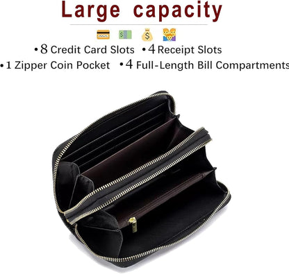 HOTWomen's Rhinestone Large Capacity Double Zipper Wristlet Clutch Purse Party Wallet Card Phone Holder