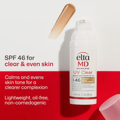 HOTEltaMD UV Clear Face Sunscreen SPF, Oil-Free Sunscreen with Zinc Oxide, Dermatologist Recommended